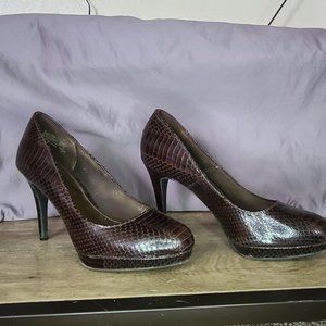 Christian siriano brown faux snake skin